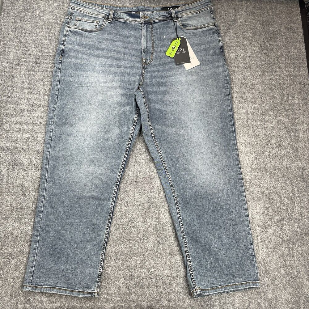 TPJ The Perfect Jeans Mens 42x30 Thick Sky Light Blue Straight Leg Stretch NWT - Picture 3 of 15